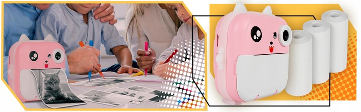 MINI DRUKARKA DRUKUŚ APARAT FOTOGRAFICZNY NATYCHMIASTOWY TERMICZNA + ROLKI Kod producenta Q5-R-123